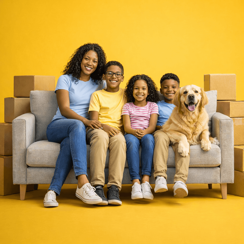 A happy family after their move with A2B